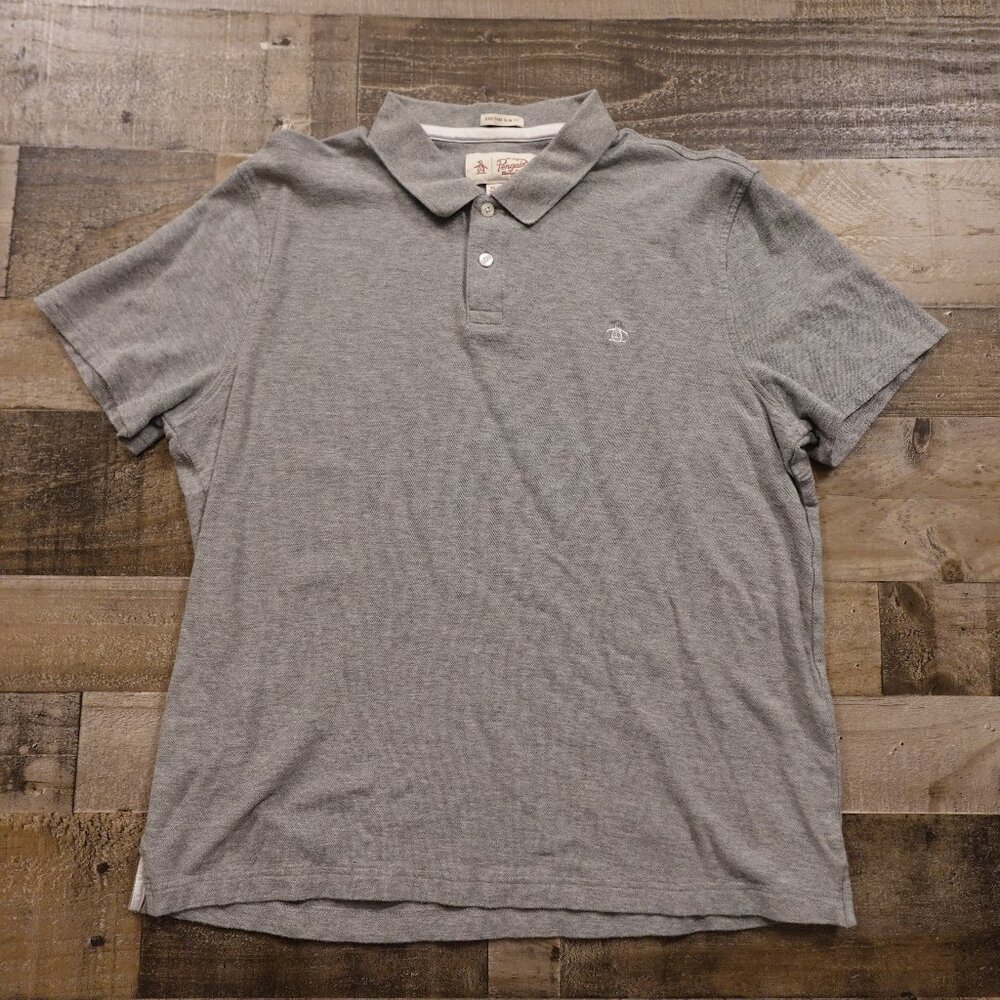 Original Penguin Polo Shirt Men’s XL Gray Heritage Slim Fit Cotton Classic